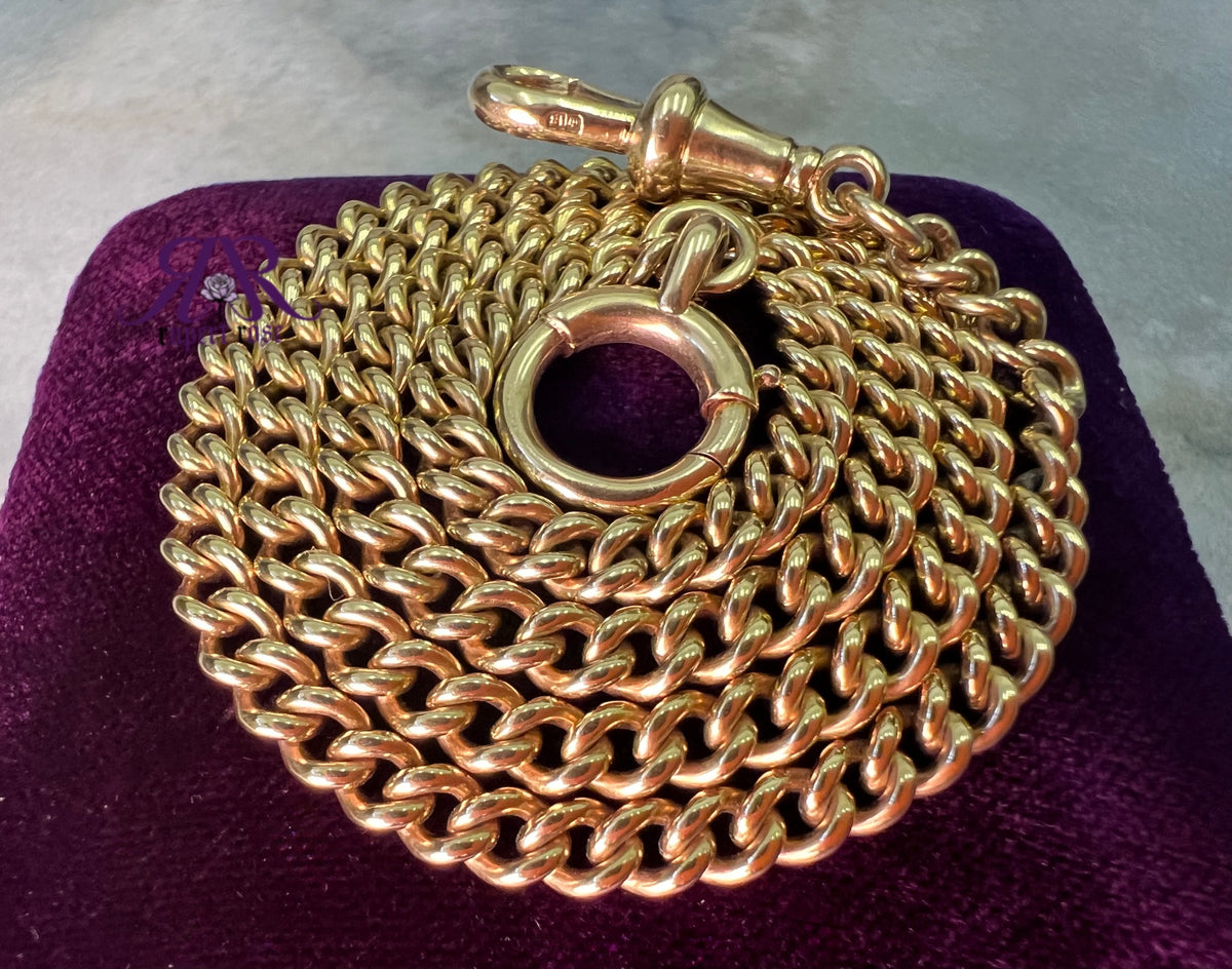 Antique 18ct Yellow Gold Albert Curb Watch Chain