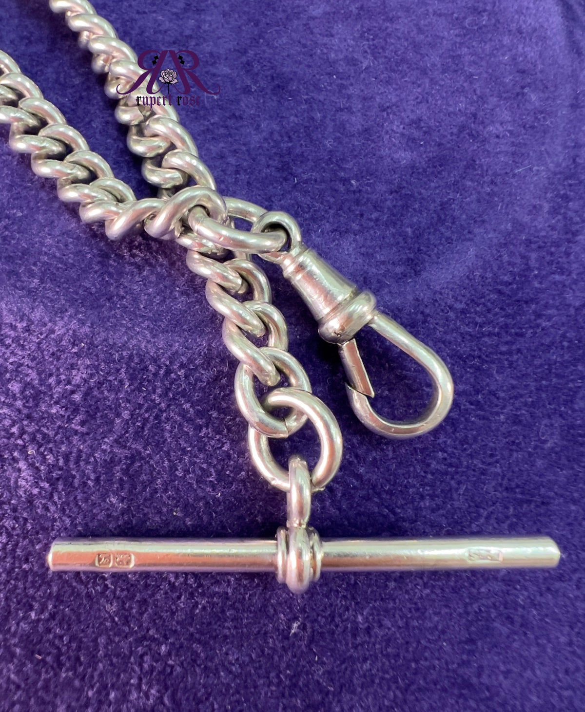 Antique Chester Sterling Silver Albert Curb Chain Bracelet