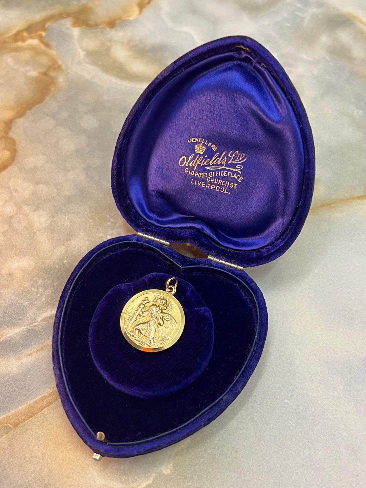 Vintage 1964 9ct Yellow Gold Georg Jensen Heavy St. Christopher Pendant