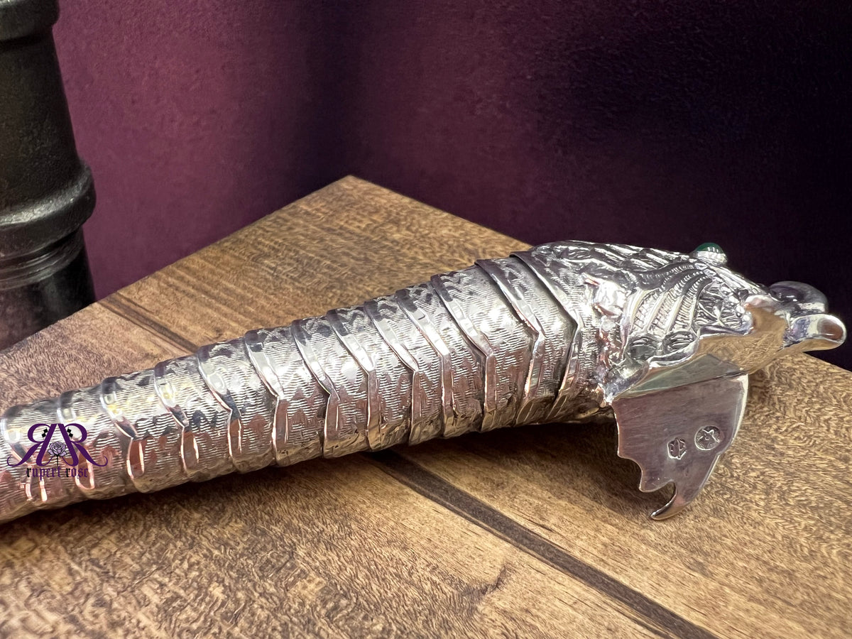Vintage Circa 1950’s Manuel Garrido Silver Spanish Large Articulated Fish with Emerald Eyes