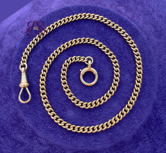 Antique 18ct Yellow Gold Albert Curb Watch Chain