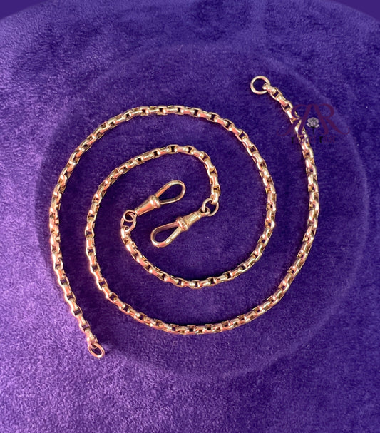 (2 of 2) Antique 9ct Rose Gold Elongated Belcher Link Bracelet