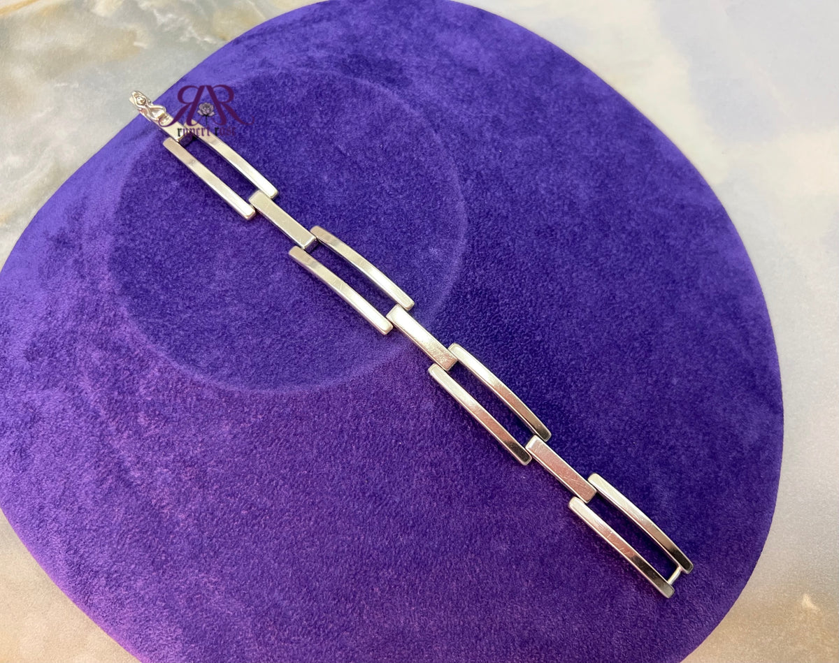 Vintage UnoAErre Sterling Silver Modernist Gate Bracelet