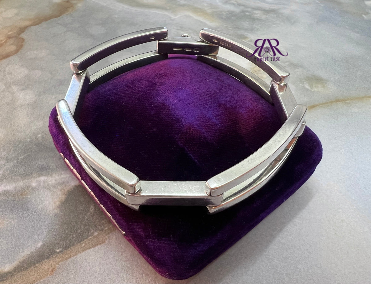 Vintage UnoAErre Sterling Silver Modernist Gate Bracelet
