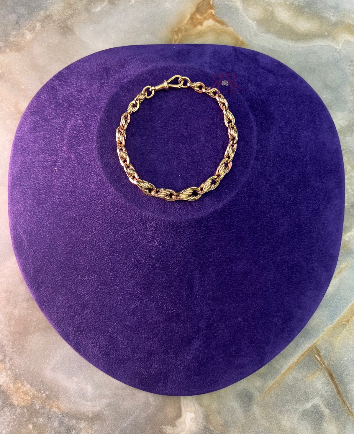 Antique 9ct Rose Gold Fancy Solid Lovers Knot Link Bracelet