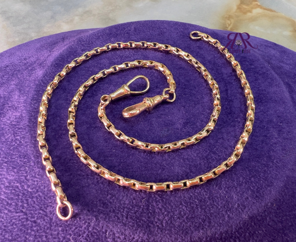 (2 of 2) Antique 9ct Rose Gold Elongated Belcher Link Bracelet