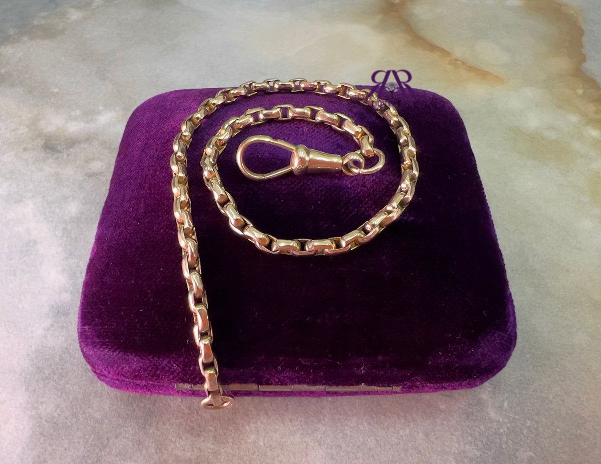 (2 of 2) Antique 9ct Rose Gold Elongated Belcher Link Bracelet