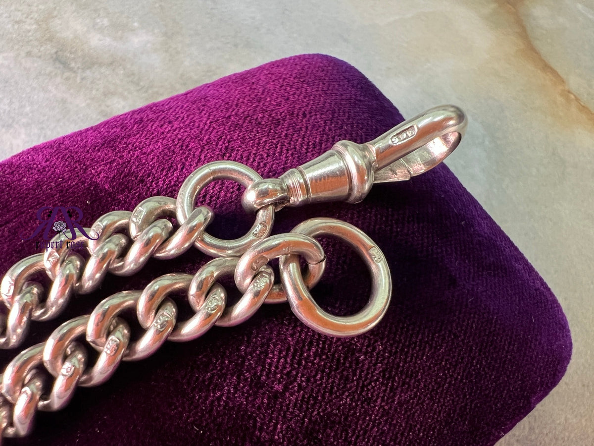 Antique Chester Sterling Silver Albert Curb Chain Bracelet