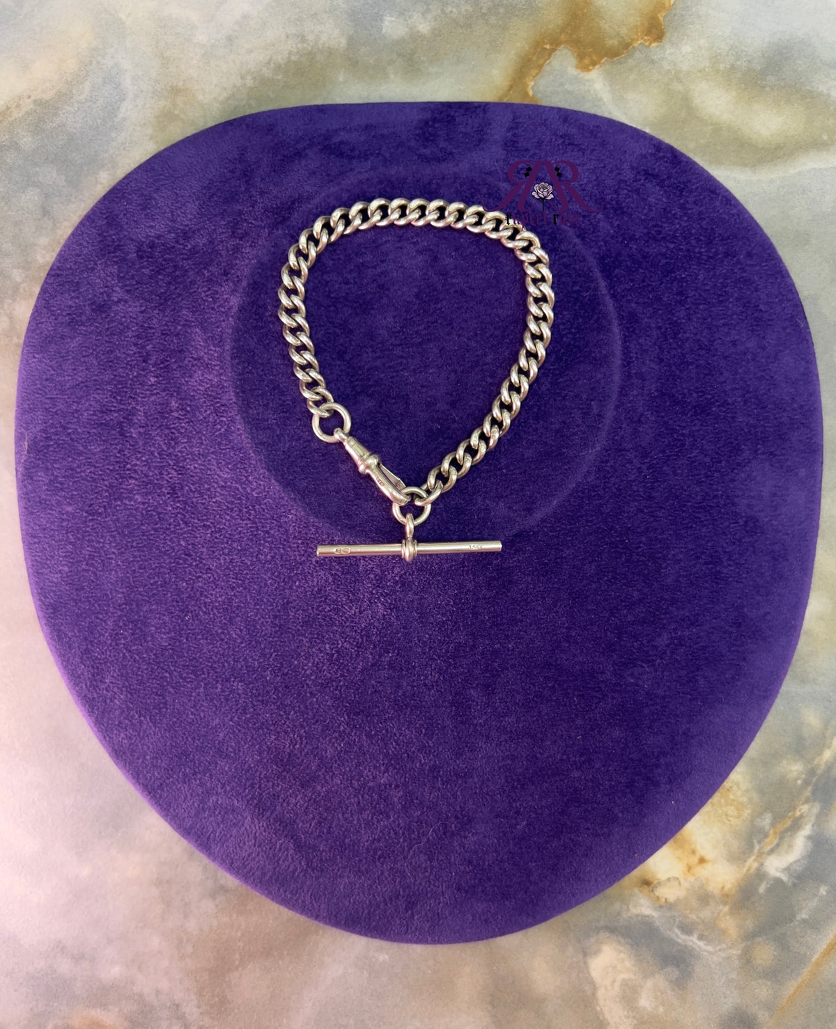 Antique Chester Sterling Silver Albert Curb Chain Bracelet