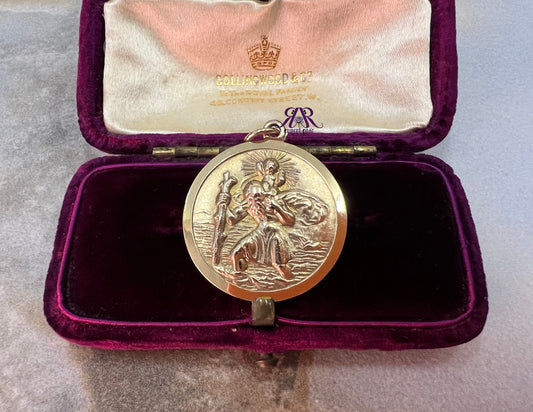Vintage 1964 9ct Yellow Gold Georg Jensen Heavy St. Christopher Pendant