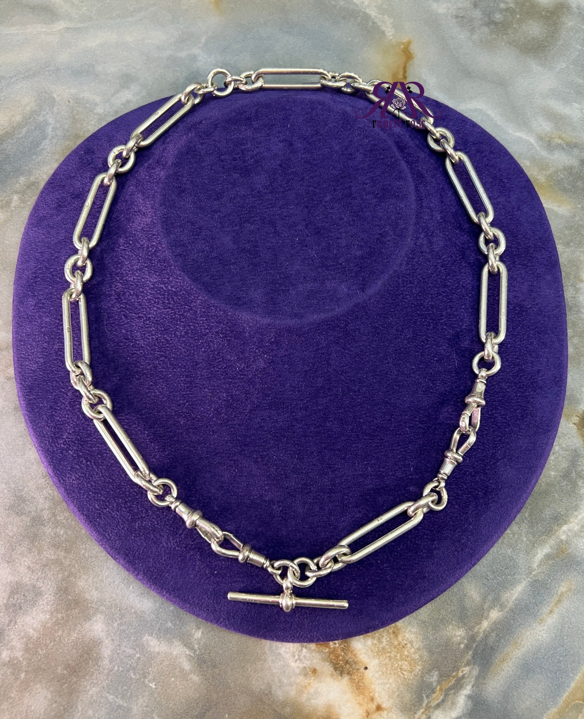Antique Sterling Silver Long & Heavy Trombone/Paperclip & Cable Link Albert Watch Chain | 79g